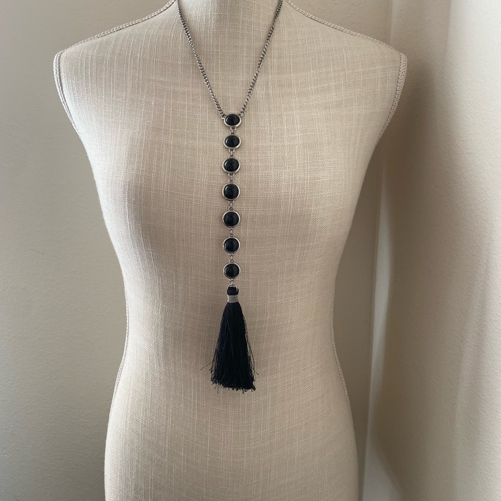 WHBM black stone necklace